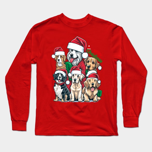 Merry Christmas Puppy Squad Dogs Long Sleeve T-Shirt by RubyCollection